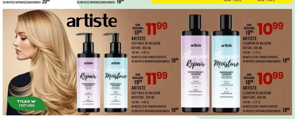 Szampon do włosów Moisture Artiste promocja w Drogerie Natura