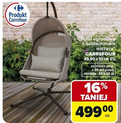 Fotel ogrodowy z baldachimem i krzesłem Carrefour promocja w Carrefour