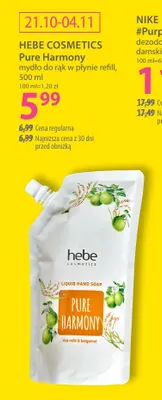 Mydło do rąk w płynie refill Pure Harmony Hebe Cosmetics promocja w Hebe