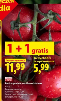 Pomidory malinowe kiściowe polskie promocja w Lidl