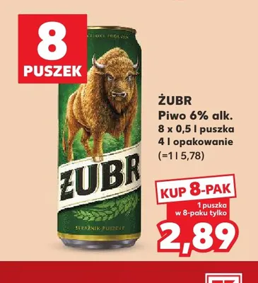 Piwo Żubr 6% 8-pak promocja w Kaufland