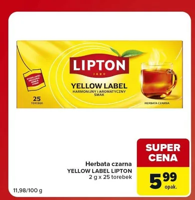 Herbata czarna Yellow Label Lipton promocja w Carrefour Market
