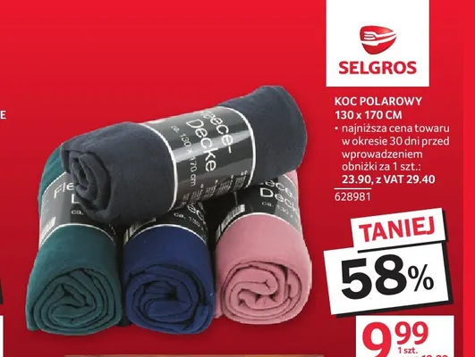 Koc polarowy 130x170 cm promocja w Selgros