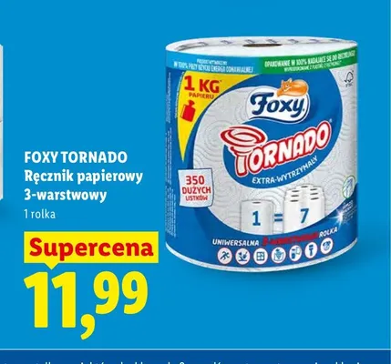 Ręcznik papierowy 3-warstwowy Foxy Tornado promocja w Lidl