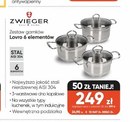Zestaw garnków ZWIEGER Lovro 6 elementów promocja w Max Elektro