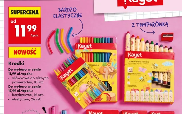 Kredki ołówkowe do różnych powierzchni Kayet promocja w Biedronka
