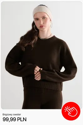 Brązowy sweter Cropp promocja w Cropp