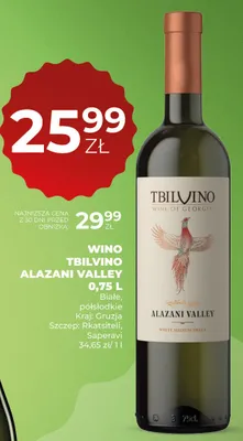 Wino Tbilvino Alazani Valley białe, półsłodkie promocja w Duży Ben