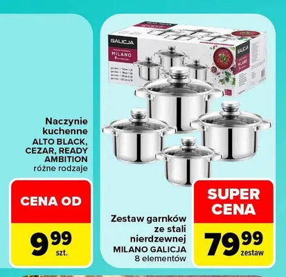 Zestaw garnków ze stali nierdzewnej Milano Galicja promocja w Carrefour