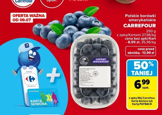 Borówki amerykańskie polskie Carrefour promocja w Carrefour Market