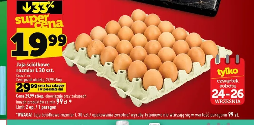 Jajka kurze ściółkowe rozmiar L promocja w TOPAZ