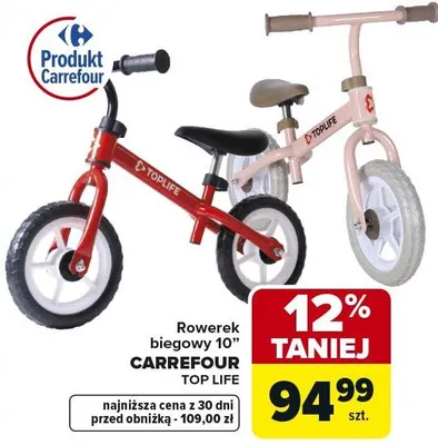 Rowerek biegowy 10" Top Life promocja w Carrefour