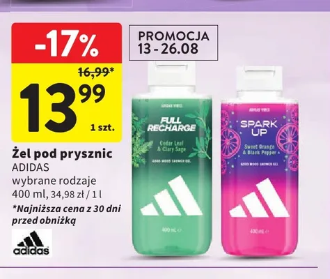 Żel pod prysznic Adidas Full Recharge promocja w Intermarche
