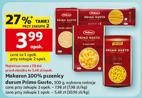 Makaron 100% pszenicy durum Primo Gusto promocja w Auchan