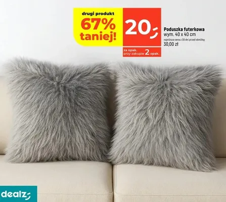 Poduszka futerkowa wym. 40 x 40 cm promocja w Dealz