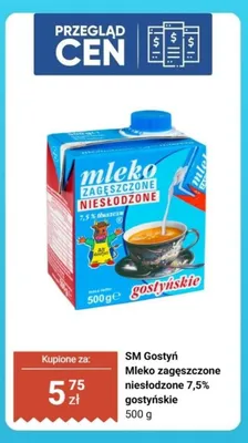 Mleko zagęszczone niesłodzone Gostyńskie 7,5% promocja w Biedronka