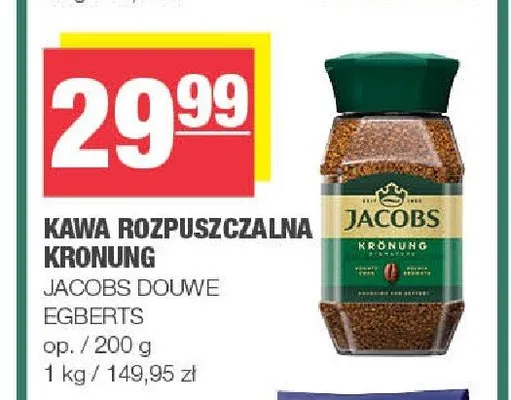 Kawa rozpuszczalna Jacobs Kronung promocja w SPAR