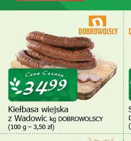 Kiełbasa wiejska z Wadowic Dobrowolscy promocja w CEZAR Delikatesy