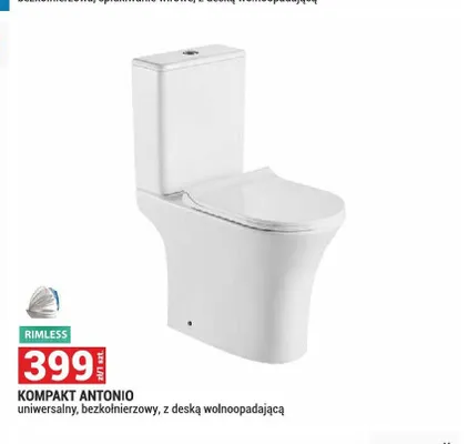 Kompakt WC Antonio uniwersalny bezkołnierzowy z deską wolnoopadającą promocja w Merkury Market