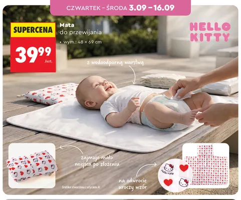 Mata do przewijania Hello Kitty 48x69 cm promocja w Biedronka