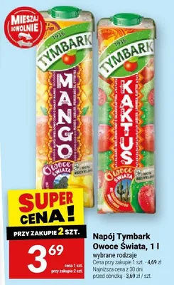 Napój Tymbark Mango, Kartuzy promocja w Twój Market
