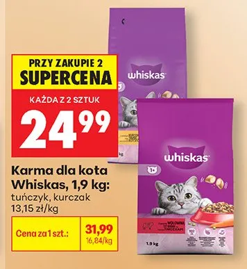 Karma dla kota Whiskas kurczak promocja w Biedronka