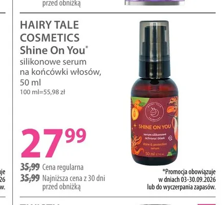 Silikonowe serum na końcówki włosów Shine On You Hairy Tale Cosmetics promocja w Hebe