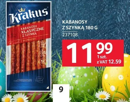Kabanosy z szynka 180 g promocja w Selgros