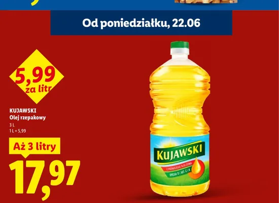 Olej rzepakowy Kujawski promocja w Lidl