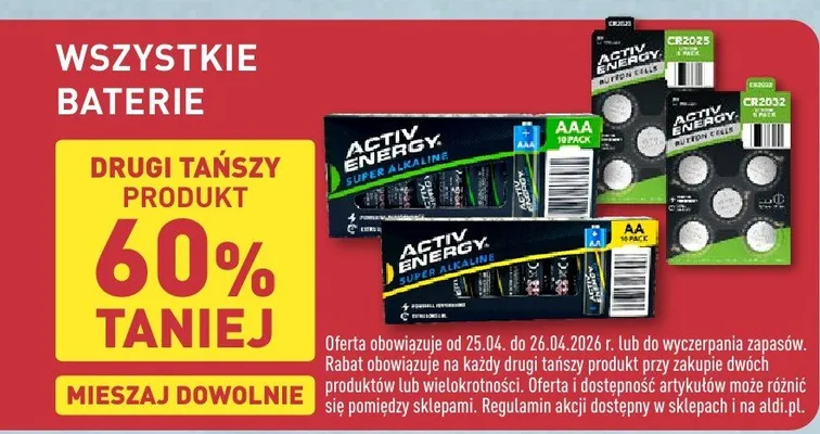 Baterie alkaliczne AAA promocja w Aldi