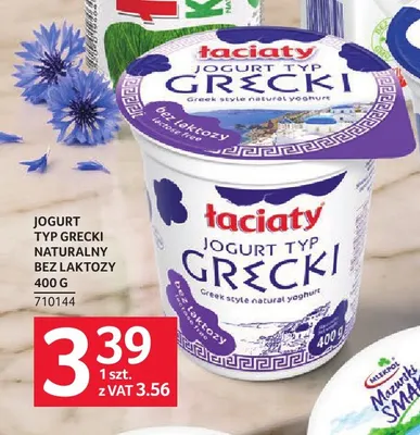 Jogurt typ grecki naturalny bez laktozy Łaciaty promocja w Selgros