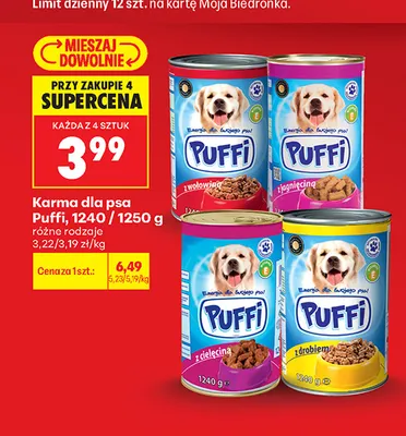 Karma dla psa Puffi z jagnięciną promocja w Biedronka