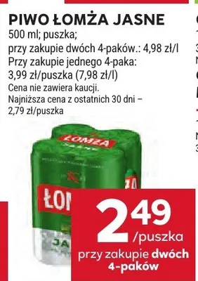 Piwo Łomża Jasne promocja w Stokrotka