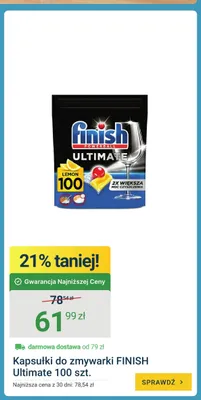 Kapsułki do zmywarki Finish Ultimate Lemon promocja w ERLI