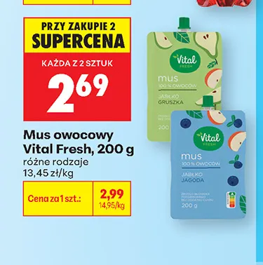 Mus owocowy Vital Fresh promocja w Biedronka