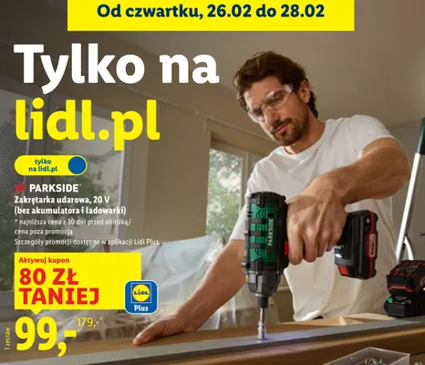 Zakrętarka udarowa 20V (bez akumulatora i ładowarki) promocja w Lidl