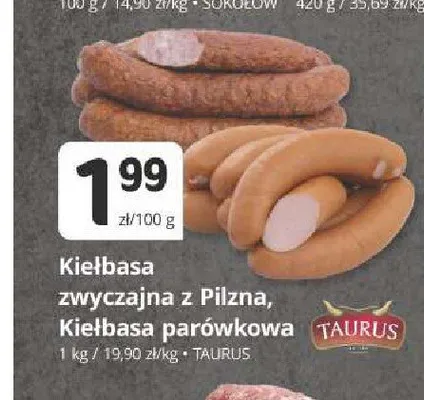 Kiełbasa zwyczajna z Pilzna Taurus promocja w Marketvita