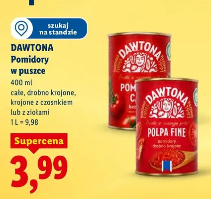 Pomidory w puszce całe, drobno krojone, krojone z czosnkiem lub z ziołami promocja w Lidl