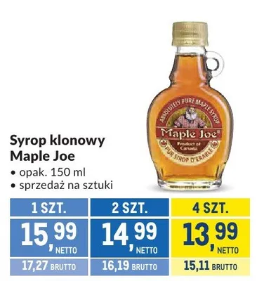 Syrop klonowy Maple Joe promocja w Makro