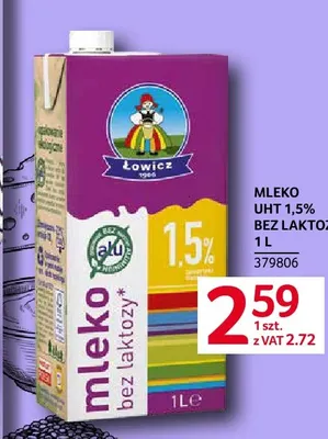 Mleko UHT bez laktozy Łowicz 1,5% promocja w Selgros