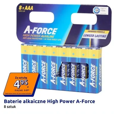 Baterie alkaiczne High Power A-Force 8-pak AAA LR03 1,5V promocja w Action