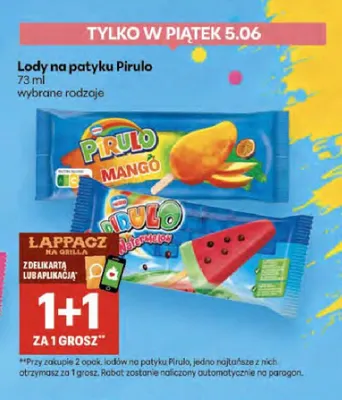 Lody na patyku Pirulo promocja w Delikatesy Centrum