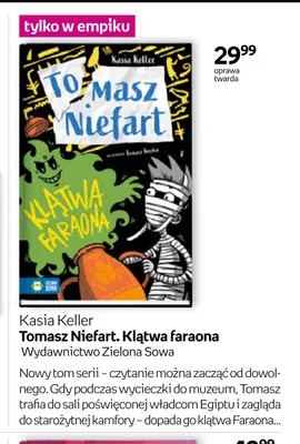 Książka Tomasz Niefart. Klątwa faraona Kasia Keller Zielona Sowa promocja w Empik