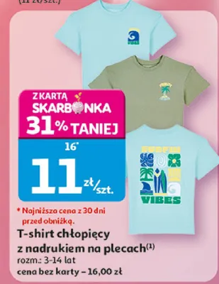 T-shirt chłopięcy z nadrukiem na plecach Inextenso rozm. 3-14 lat promocja w Auchan