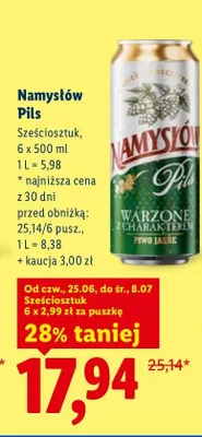 Piwo Namysłów Pils 6-pak promocja w Lidl