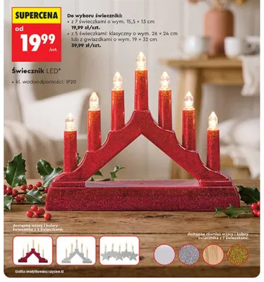 Świecznik LED z 7 świeczkami 15,5x13 cm promocja w Biedronka