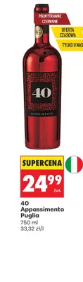 Wino czerwone półwytrawne 40 Appassimento Puglia promocja w Biedronka