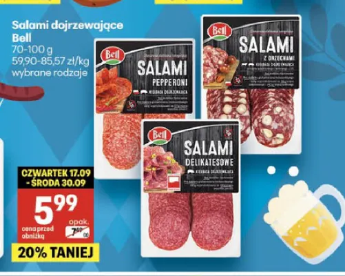 Salami dojrzewające z orzechami Bell promocja w Delikatesy Centrum