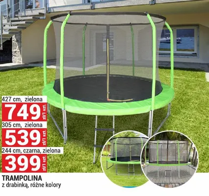 Trampolina z drabinką, różne kolory 305 cm, zielona promocja w Merkury Market