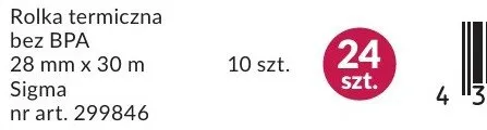 Rolka termiczna bez BPA 28 mm x 30 m Sigma promocja w Makro